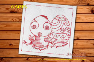 Cute Chick Easter Egg Redwork Design Review